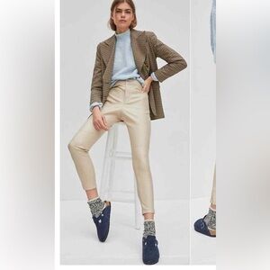 Anthropologie Avec Les Filles Arden Faux Leather Cream Slim Pants
 NWOT
